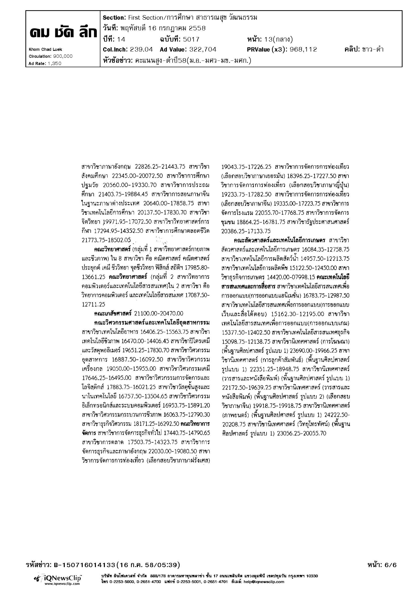 คะแนนสูงต่ำ58-06